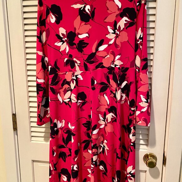 Liz Claiborne Midi Shirt Dress 14 L front knot detail NWOT - Picture 3 of 9